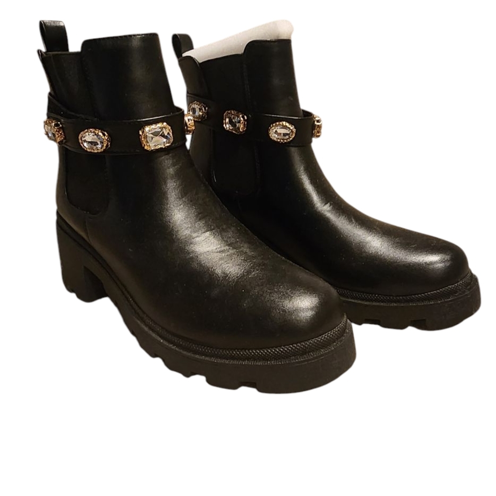 Black Embellished Ankle Boots